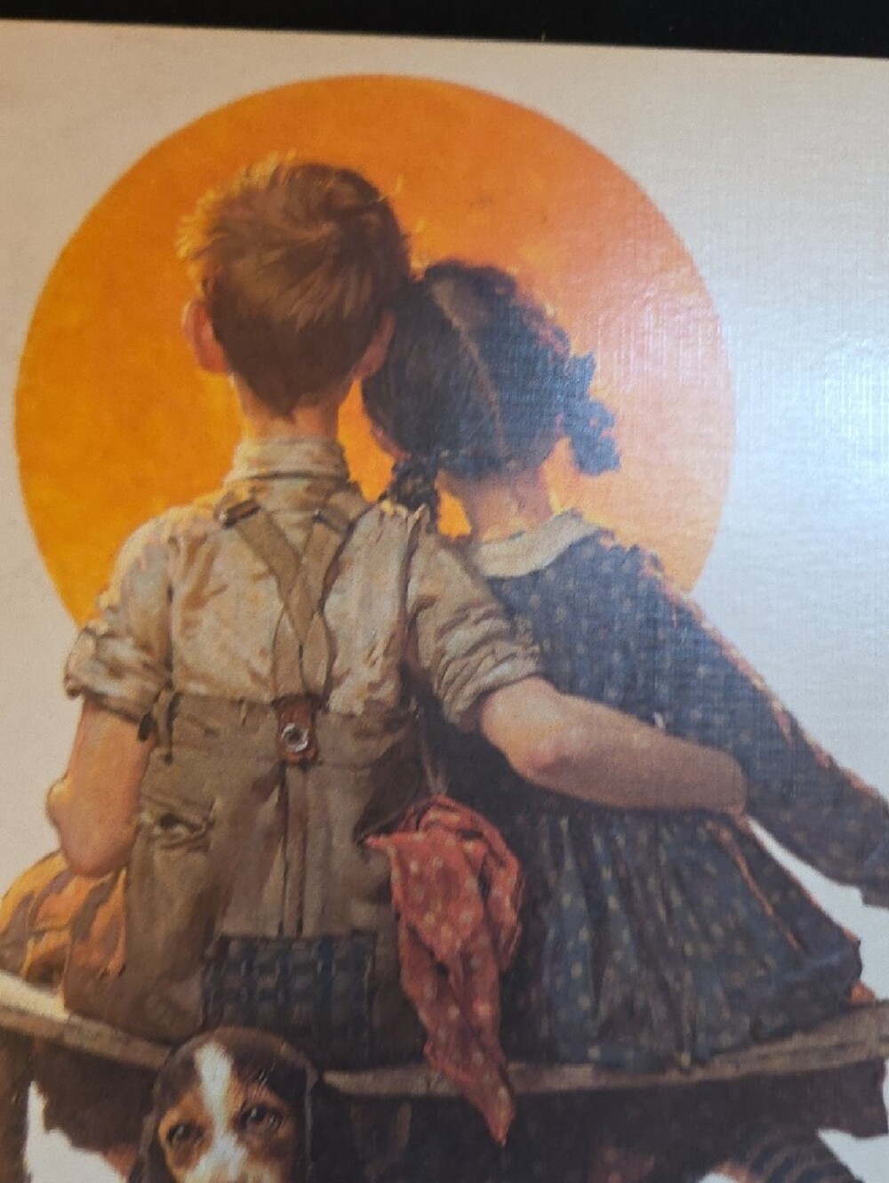 Sunlit Embrace Wall Art - Orange Accented Home Print Norman Rockwall - Picture 3 of 7